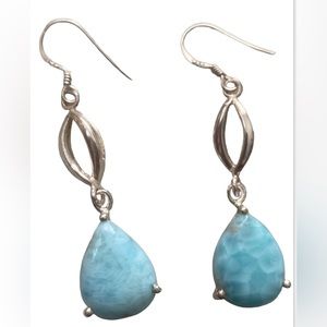 Sterling Larimar Rare Drop Earrings- Vintage